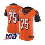 Women's Cincinnati Bengals #75 Jordan Willis Orange Alternate Vapor Untouchable Limited Player 100th Season Football Jersey