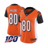 Women's Cincinnati Bengals #80 Josh Malone Orange Alternate Vapor Untouchable Limited Player 100th Season Football Jersey