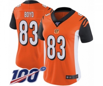 Women's Cincinnati Bengals #83 Tyler Boyd Orange Alternate Vapor Untouchable Limited Player 100th Season Football Jersey