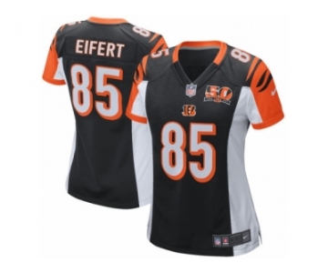 Women's Cincinnati Bengals #85 Tyler Eifert Nike Black 50th Anniversary Patch Game Jersey