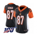Women's Cincinnati Bengals #87 C.J. Uzomah Black Team Color Vapor Untouchable Limited Player 100th Season Football Jersey
