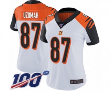 Women's Cincinnati Bengals #87 C.J. Uzomah White Vapor Untouchable Limited Player 100th Season Football Jersey