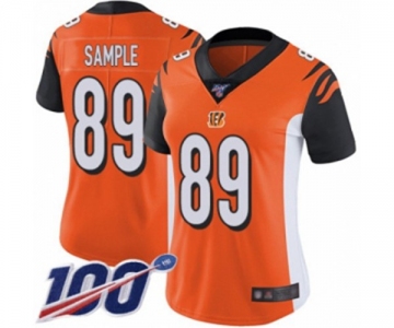 Women's Cincinnati Bengals #89 Drew Sample Orange Alternate Vapor Untouchable Limited Player 100th Season Football Jersey