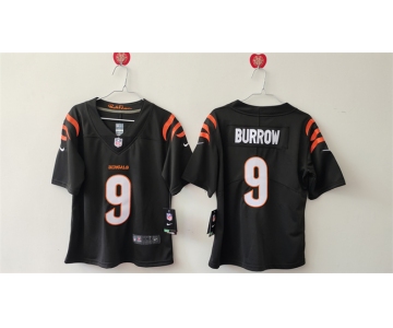 Women's Cincinnati Bengals #9 Joe Burrow Black Vapor Football Stitched Jersey