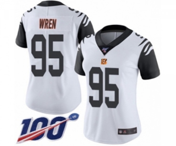 Women's Cincinnati Bengals #95 Renell Wren Limited White Rush Vapor Untouchable 100th Season Football Jersey