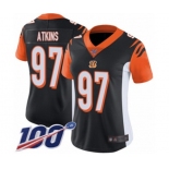 Women's Cincinnati Bengals #97 Geno Atkins Black Team Color Vapor Untouchable Limited Player 100th Season Football Jersey