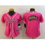 Women's Cincinnati Bengals Pink Team Big Logo With Patch Cool Base Stitched Baseball Jersey