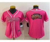 Women's Cincinnati Bengals Pink Team Big Logo With Patch Cool Base Stitched Baseball Jersey