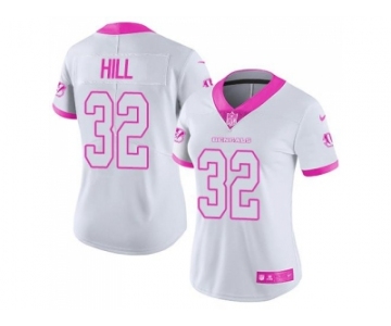 Women's Nike Cincinnati Bengals #32 Jeremy Hill White Pink Stitched NFL Limited Rush Fashion Jerse