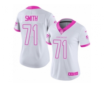 Women's Nike Cincinnati Bengals #71 Andre Smith Limited White Pink Rush Fashion NFL Jersey