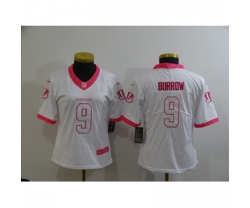 Women's Nike Cincinnati Bengals #9 Joe Burrow Color Rush Limited White Jersey