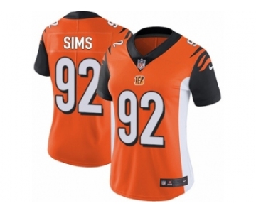 Women's Nike Cincinnati Bengals #92 Pat Sims Vapor Untouchable Limited Orange Alternate NFL Jersey