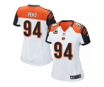 Women's Nike Cincinnati Bengals #94 Domata Peko White C Patch NFL Jersey