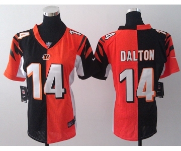 nike women nfl jerseys cincinnati bengals #14 dalton orange-black[nike split]