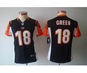 nike women nfl jerseys cincinnati bengals #18 green black[nike limited]
