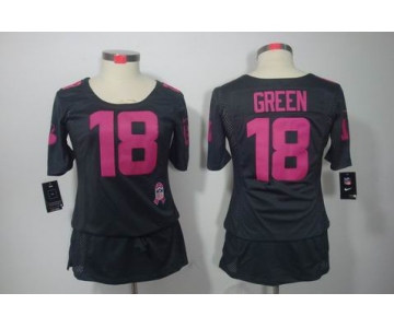 nike women nfl jerseys cincinnati bengals #18 green dk.grey[breast cancer awareness]