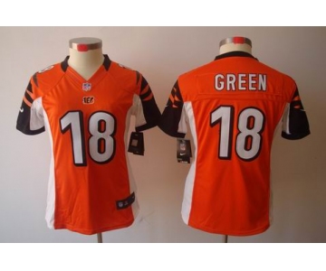 nike women nfl jerseys cincinnati bengals #18 green orange[nike limited]