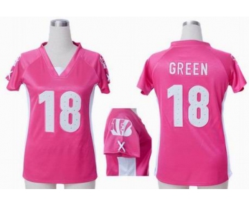 nike women nfl jerseys cincinnati bengals #18 green pink[draft him ii top]