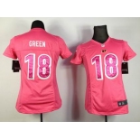 nike women nfl jerseys cincinnati bengals #18 green pink[nike]