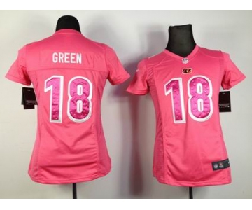 nike women nfl jerseys cincinnati bengals #18 green pink[nike]