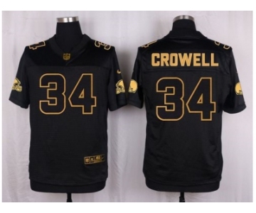 Nike Cleveland Browns #34 Isaiah Crowell Black Pro Line Gold Collection Jersey[Elite]