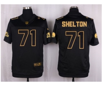 Nike Cleveland Browns #71 Danny Shelton Black Pro Line Gold Collection Jersey[Elite]