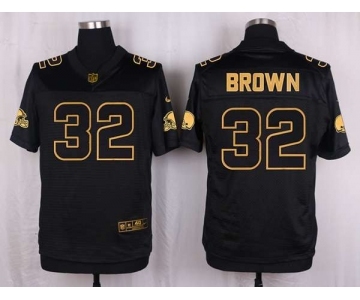 nike nfl jerseys cleveland browns #32 brown black gold collection[Elite]