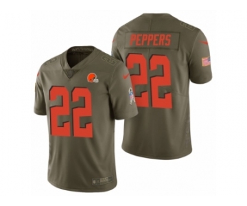 Men Nike Cleveland Browns #22 Jabrill Peppers Olive 2017 Salute to Service Limited Jerseys