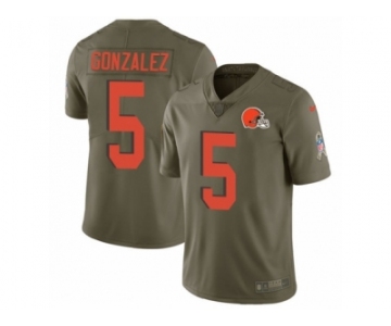 Men Nike Cleveland Browns #5 Zane Gonzalez Limited Olive 2017 Salute to Service NFL Jersey