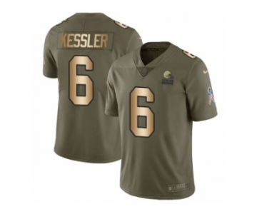 Men Nike Cleveland Browns #6 Cody Kessler Limited Olive Gold 2017 Salute to Service NFL Jersey