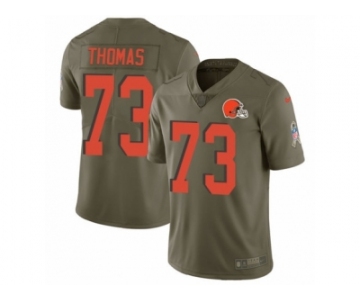 Men Nike Cleveland Browns #73 Joe Thomas Limited Olive 2017 Salute to Service NFL Jersey