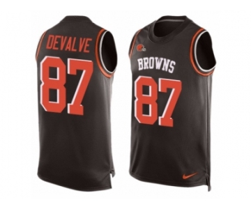 Men Nike Cleveland Browns #87 Seth DeValve Limited Brown Player Name & Number Tank Top NFL Jersey