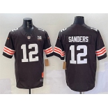 Men's Cleveland Browns #12 Shedeur Sanders Brown 2025 Draft F.U.S.E. With Jim Brown Memorial & Home Patch Vapor Limited Football Stitched Jersey