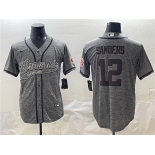 Men's Cleveland Browns #12 Shedeur Sanders Gray With Patch Cool Base Stitched Baseball Jersey
