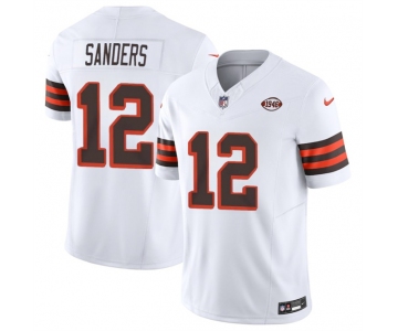 Men's Cleveland Browns #12 Shedeur Sanders White 2025 Draft 1946 Collection F.U.S.E. Vapor Limited Stitched Football Jersey