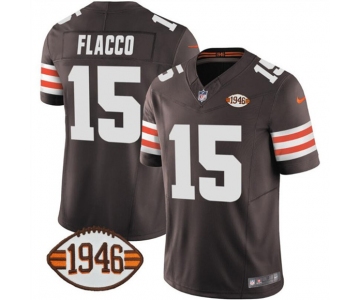 Men's Cleveland Browns #15 Joe Flacco Brown 2025 F.U.S.E. With 1946 75th Anniversary Patch Vapor Limited Football Stitched Jersey