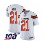 Men's Cleveland Browns #21 Denzel Ward White Vapor Untouchable Limited Player 100th Season Football Jersey