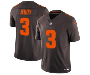 Men's Cleveland Browns #3 Jerry Jeudy Brown 2025 F.U.S.E. 'Alpha Dawg Edition' Vapor Limited Football Stitched Jersey