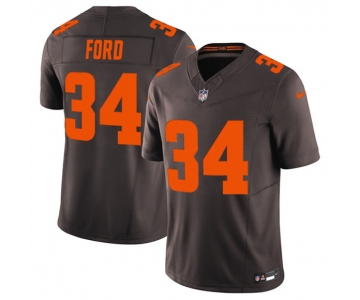 Men's Cleveland Browns #34 Jerome Ford Brown 2025 F.U.S.E. Alpha Dawg Limited Football Stitched Jersey
