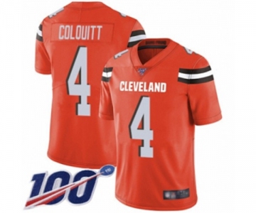 Men's Cleveland Browns #4 Britton Colquitt Orange Alternate Vapor Untouchable Limited Player 100th Season Football Jersey