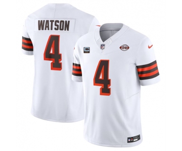 Men's Cleveland Browns #4 Deshaun Watson White 2024 F.U.S.E. With 2-Star C Patch 1946 Collection Vapor Untouchable Limited Stitched Jersey
