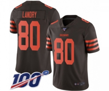 Men's Cleveland Browns #80 Jarvis Landry Limited Brown Rush Vapor Untouchable 100th Season Football Jersey