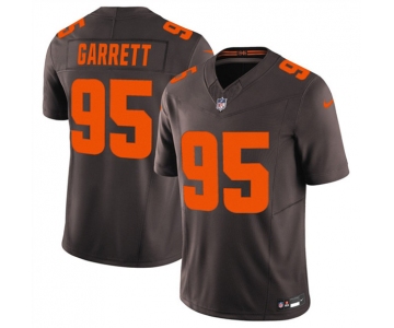 Men's Cleveland Browns #95 Myles Garrett Brown 2025 F.U.S.E. Alpha Dawg Limited Football Stitched Jersey