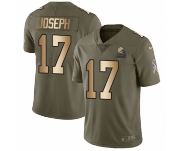 Men's Nike Cleveland Browns #17 Greg Joseph Limited Olive Gold 2017 Salute to Service NFL Jersey