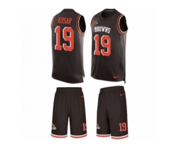 Men's Nike Cleveland Browns #19 Bernie Kosar Limited Brown Tank Top Suit NFL Jersey