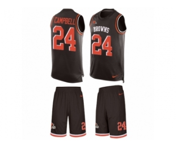 Men's Nike Cleveland Browns #24 Ibraheim Campbell Limited Brown Tank Top Suit NFL Jersey
