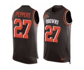 Men's Nike Cleveland Browns #27 Jabrill Peppers Limited Brown Player Name & Number Tank Top NFL Jersey