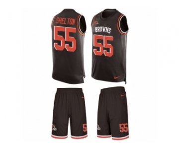 Men's Nike Cleveland Browns #55 Danny Shelton Limited Brown Tank Top Suit NFL Jersey
