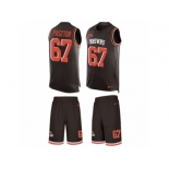 Men's Nike Cleveland Browns #67 Austin Pasztor Limited Brown Tank Top Suit NFL Jersey