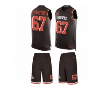 Men's Nike Cleveland Browns #67 Austin Pasztor Limited Brown Tank Top Suit NFL Jersey